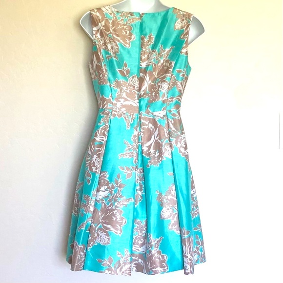 Eliza J | Dresses | Eliza J Floral Metallic Turquoise Sleeveless Dress | Poshmark